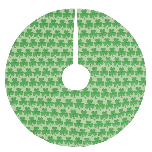 Lucky Green Kleeblatt Clover St. Patrick's Day Polyester Weihnachtsbaumdecke (Vorderseite)