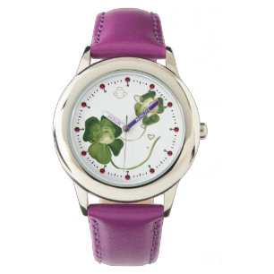 LUCKY GREEN KLEEBLATT LADIES with HEARTS Armbanduhr