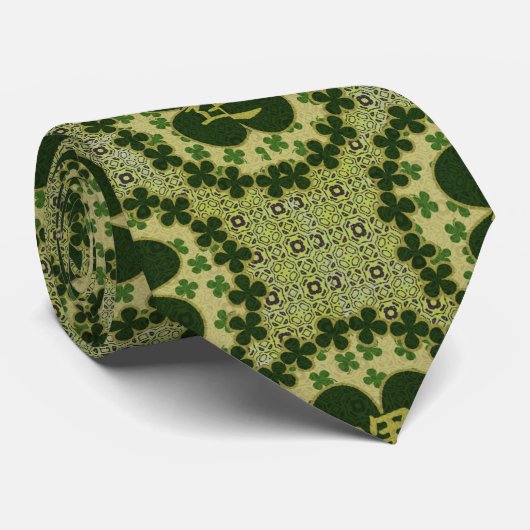 Lucky Green Kleeblatt Pattern Krawatte (Gerollt)