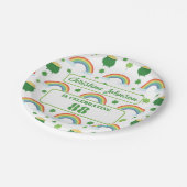 Lucky Green Kleeblatt St Patricks Day Rainbow Pappteller (Schrägansicht)