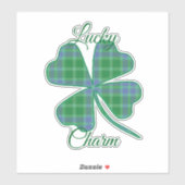Lucky Green Plaid Shamrock Four-Leaf Clover  Aufkleber (Blatt)