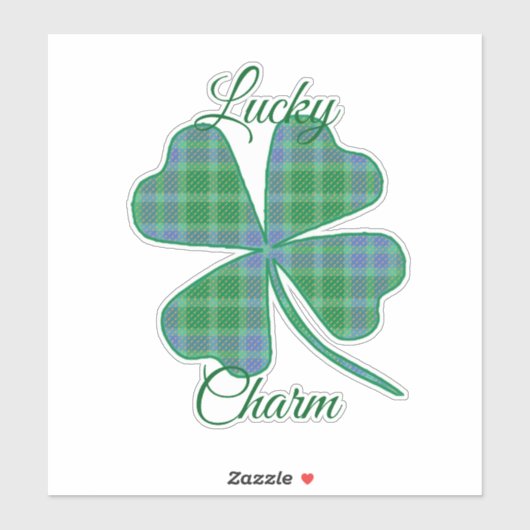 Lucky Green Plaid Shamrock Four-Leaf Clover  Aufkleber (Blatt)