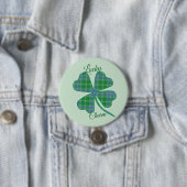 Lucky Green Plaid Shamrock Four-Leaf Clover  Button (Beispiel)