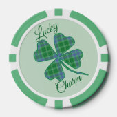 Lucky Green Plaid Shamrock Four-Leaf Clover  Pokerchips (Vorderseite)