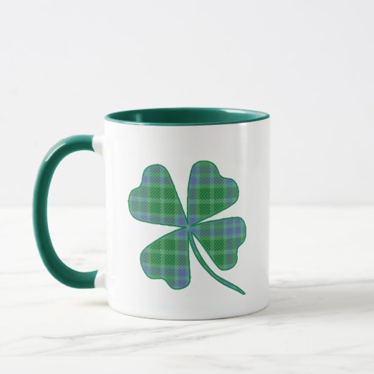 Lucky Green Plaid Shamrock Four-Leaf Clover  Tasse (Links)