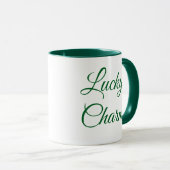 Lucky Green Plaid Shamrock Four-Leaf Clover  Tasse (VorderseiteRechts)