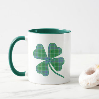 Lucky Green Plaid Shamrock Four-Leaf Clover  Tasse