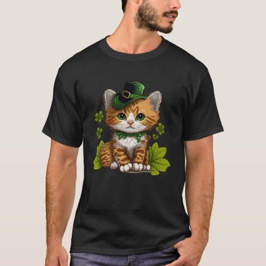 Lucky Green Proud Irish St Patricks Day Cat T-Shirt (Vorderseite)