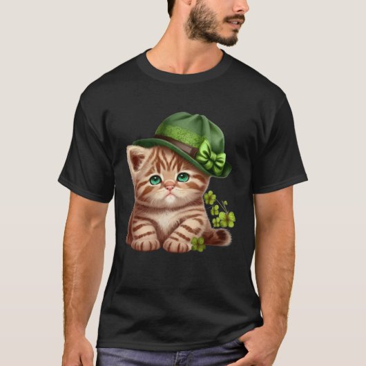 Lucky Green Proud Irish St Patricks Day Cat T-Shirt (Vorderseite)