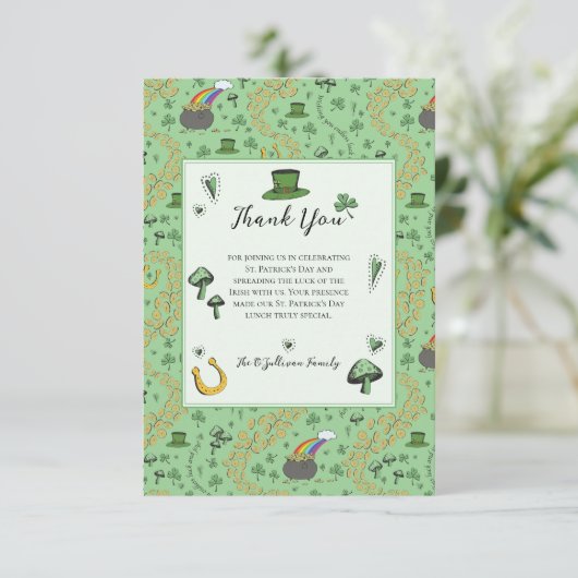 Lucky Green St Patricks Day Irish Danke Karte (Stehend Vorderseite)