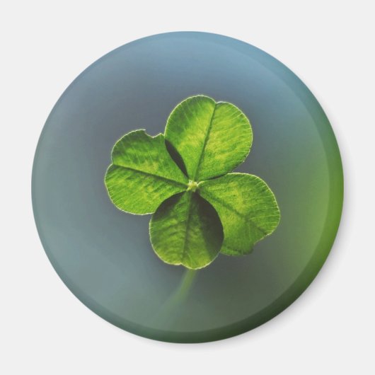 Lucky Green Vierblättriges Kleeblatt Magnet (Vorne)