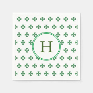 Lucky Green Vierblättriges Kleeblatt Monogramm Serviette