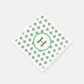 Lucky Green Vierblättriges Kleeblatt | Monogramm Serviette (Ecke)