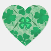 Lucky Green Vierblättriges Kleeblatt Pattern Herz-Aufkleber (Vorderseite)