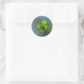 Lucky Green Vierblättriges Kleeblatt Runder Aufkleber (Tasche)
