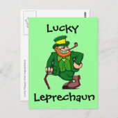 Lucky Happy Irish Leprechaun Postkarte (Vorne/Hinten)