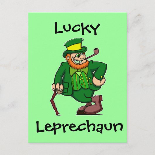 Lucky Happy Irish Leprechaun Postkarte (Vorderseite)