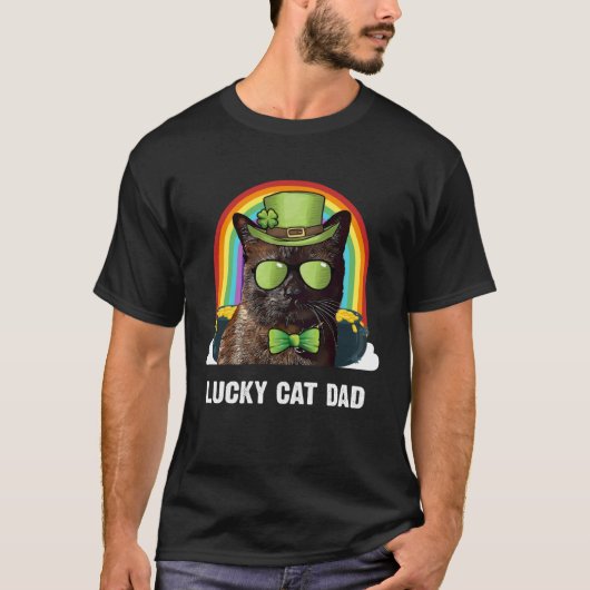 Lucky Havana Brown Cat Dad St Patricks Day T-Shirt (Vorderseite)