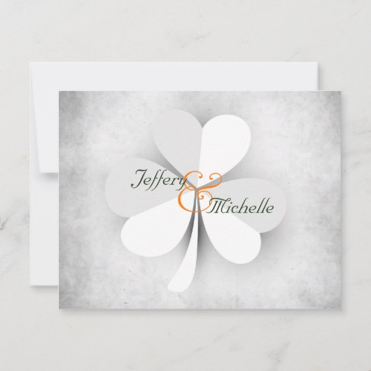 Lucky Heart Leaf Clover Irish Wedding Einladung (Rückseite)