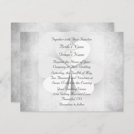 Lucky Heart Leaf Clover Irish Wedding Einladung (Vorne/Hinten)