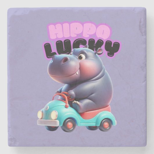 Lucky Hippo Stone Untersetzer (Vorderseite)