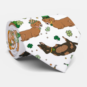 Lucky Hogs Dackeln Clovers St. Patrick's Day Krawatte