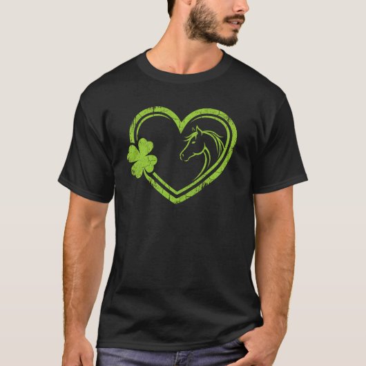 ​Lucky Horse Heart St Patrick's Day Art T-Shirt (Vorderseite)