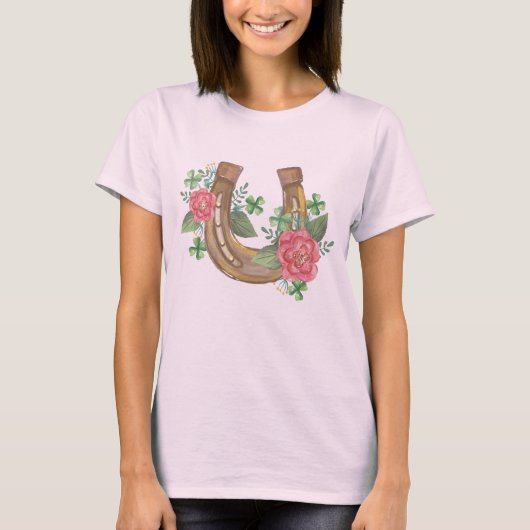 Lucky Horse Shoe T - Shirt Aquarell T-Shirt (Vorderseite)