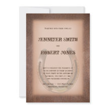 Lucky Horseshoe Brown Leather Wedding Einladung