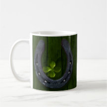 Lucky Horseshoe Clover Design Coffee Tasse Cup