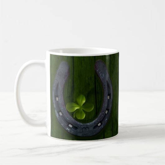 Lucky Horseshoe Clover Design Coffee Tasse Cup (Links)