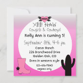 Lucky Horseshoe Cowgirl Birthday Einladung (Rückseite)