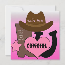 Lucky Horseshoe Cowgirl Birthday Einladung