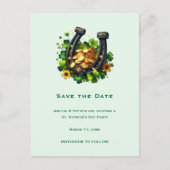 Lucky Horseshoe & Gold Coins St. Patrick's Day Ankündigungspostkarte (Vorderseite)