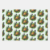 Lucky Horseshoe Gold Coins und Clover Pattern Geschenkpapier Set (Vorderseite)