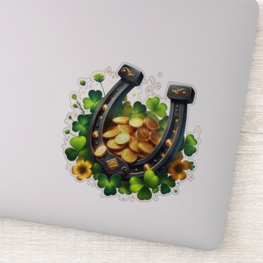 Lucky Horseshoe Goldmünzen und Klee Aufkleber (Detail)