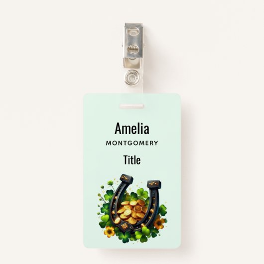 Lucky Horseshoe Goldmünzen und Klee Ausweis (Vorderseite mit Klammer)