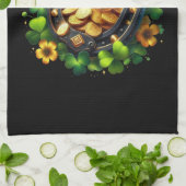 Lucky Horseshoe Goldmünzen und Klee Geschirrtuch (Gefaltet)