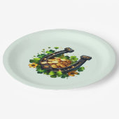 Lucky Horseshoe Goldmünzen und Klee Pappteller (Schrägansicht)