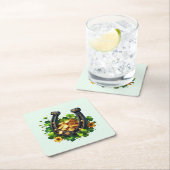 Lucky Horseshoe Goldmünzen und Klee Rechteckiger Pappuntersetzer (Vor Ort)