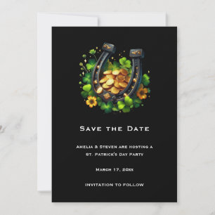 Lucky Horseshoe Goldmünzen und Klee Save The Date