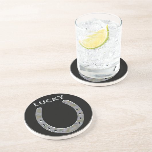 Lucky Horseshoe in Silver Getränkeuntersetzer (Seite)