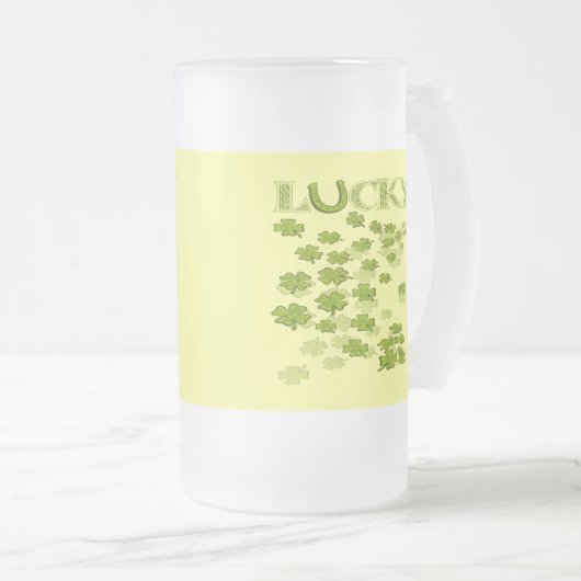 Lucky HorseShoe Kleeblatts Mattglas Bierglas (VorderseiteRechts)