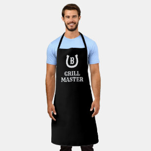 Lucky Horseshoe Logo monogramm schwarze GRILLEN Sc Schürze