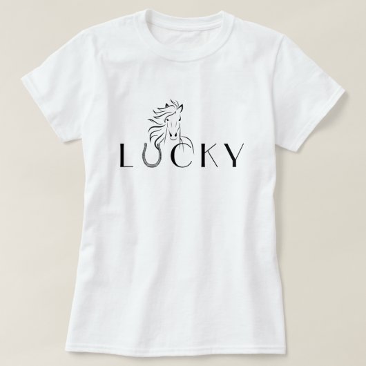 Lucky Horseshoe Pferd Reitfahrer T-Shirt (Design vorne)