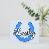 Lucky Horseshoe Postcard (blau) Postkarte (Stehend Vorderseite)