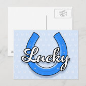 Lucky Horseshoe Postcard (blau) Postkarte (Vorne/Hinten)