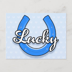 Lucky Horseshoe Postcard (blau) Postkarte