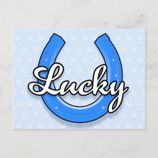 Lucky Horseshoe Postcard (blau) Postkarte (Vorderseite)