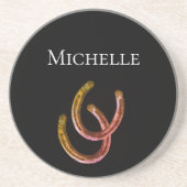 Lucky Horseshoe Rustic Black Custom Getränkeuntersetzer (Vorne)